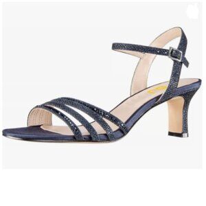 FSJ Navy Blue Glitter Strappy Heeled Sandals